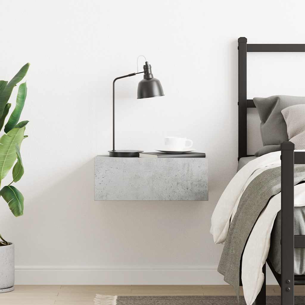 svævende natbord 40 x 30 x 15 cm konstrueret træ betongrå