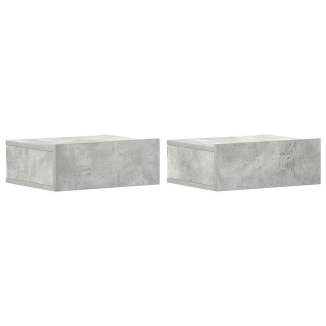 svævende natborde 2 stk. 40 x 30 x 15 cm konstrueret træ grå