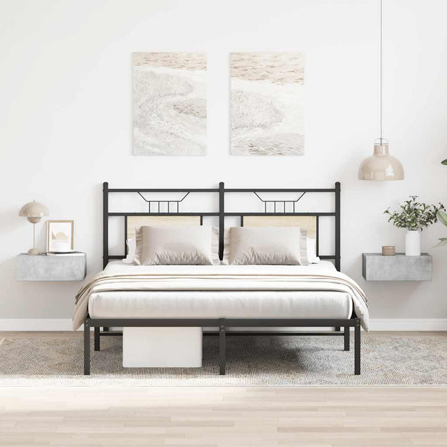 svævende natborde 2 stk. 40 x 30 x 15 cm konstrueret træ grå