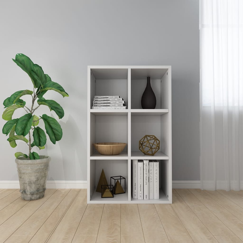 Bogreol/TV-Bord Konstrueret Træ - Hvid / 66 x 30 x 98 cm