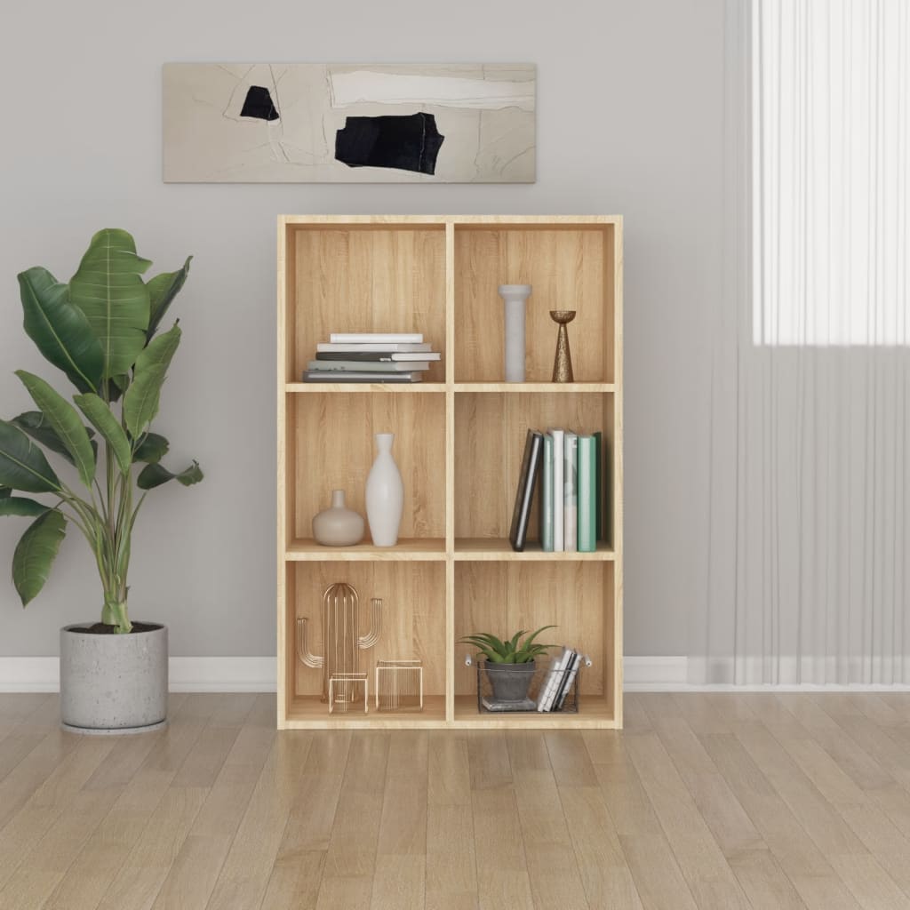 vidaXL bogreol/skænk 66x30x98 cm konstrueret træ sonoma-eg