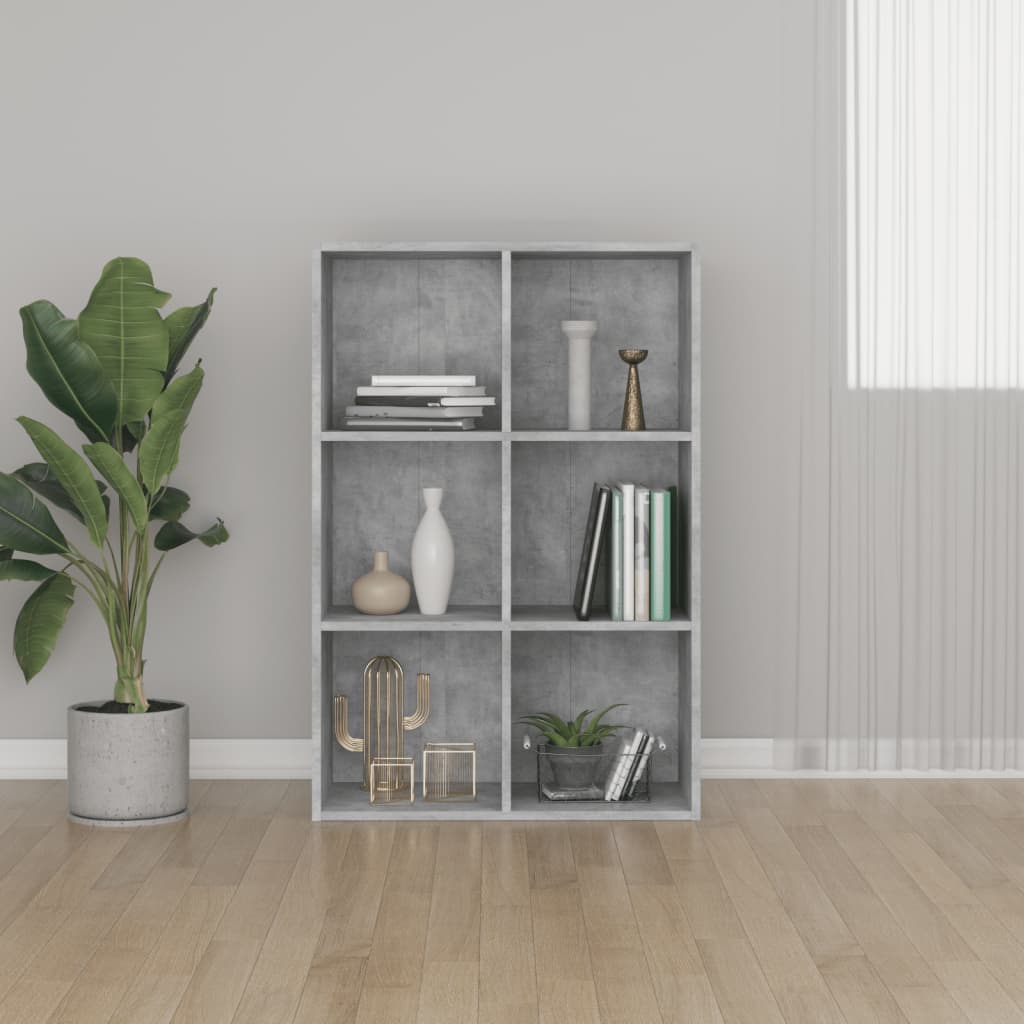 bogreol/skænk 66x30x98 cm konstrueret træ betongrå billede