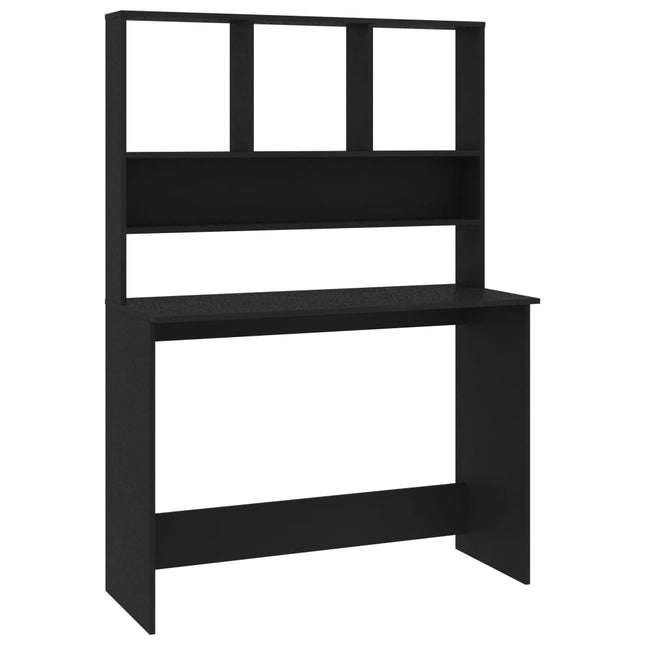 skrivebord m. hylder 110x45x157 cm konstrueret træ sort