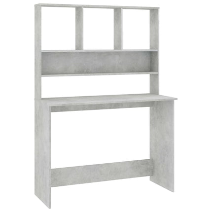 skrivebord m. hylder 110x45x157 cm konstrueret træ betongrå