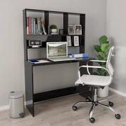 skrivebord m. hylder 110x45x157cm konstrueret træ sort højglans