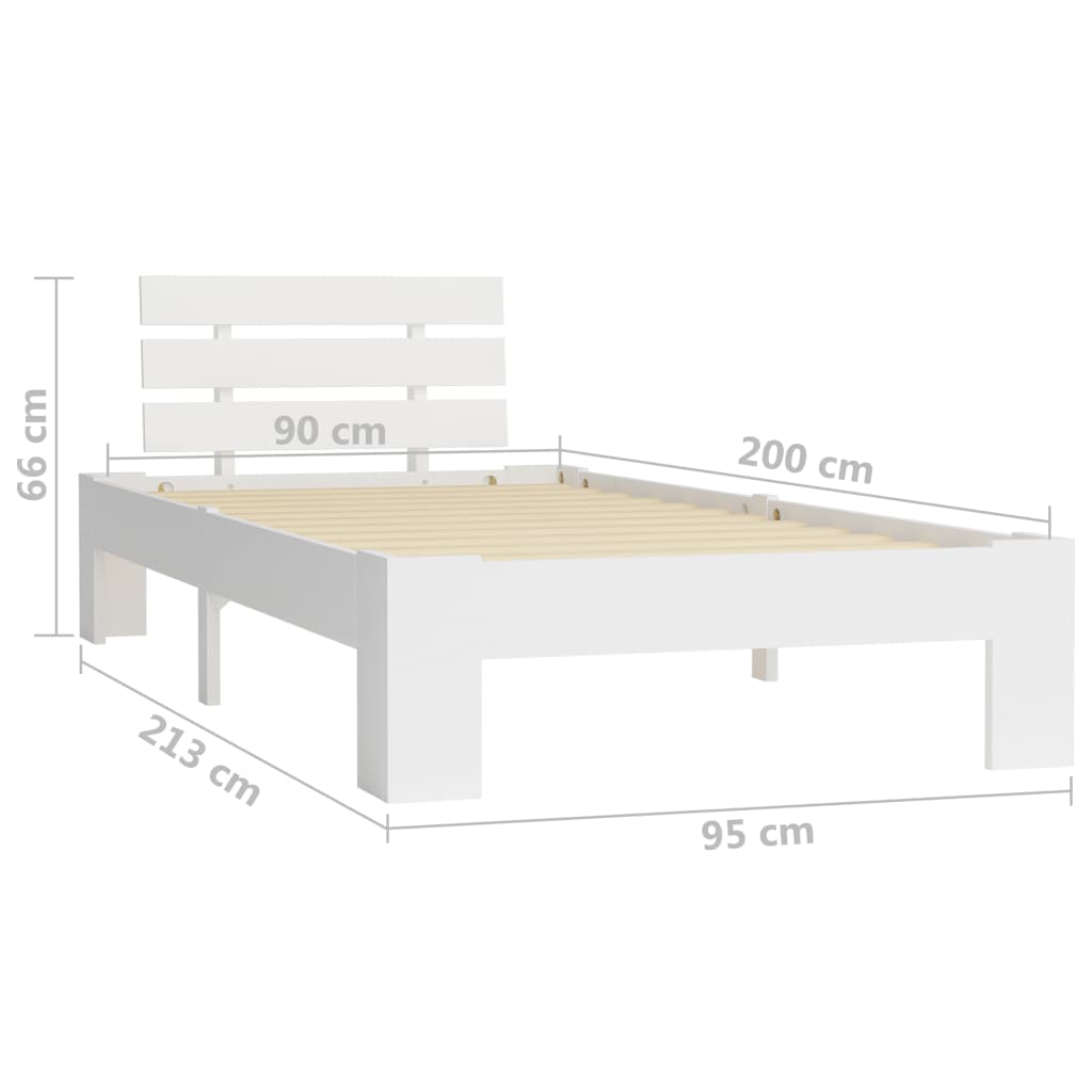 sengeramme uden madras massivt fyrretræ 90x200 cm hvid