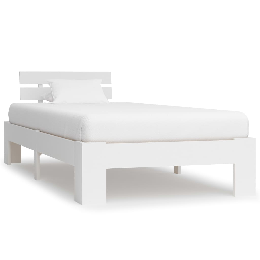 Sengeramme uden madras massivt fyrretræ 100x200 cm hvid