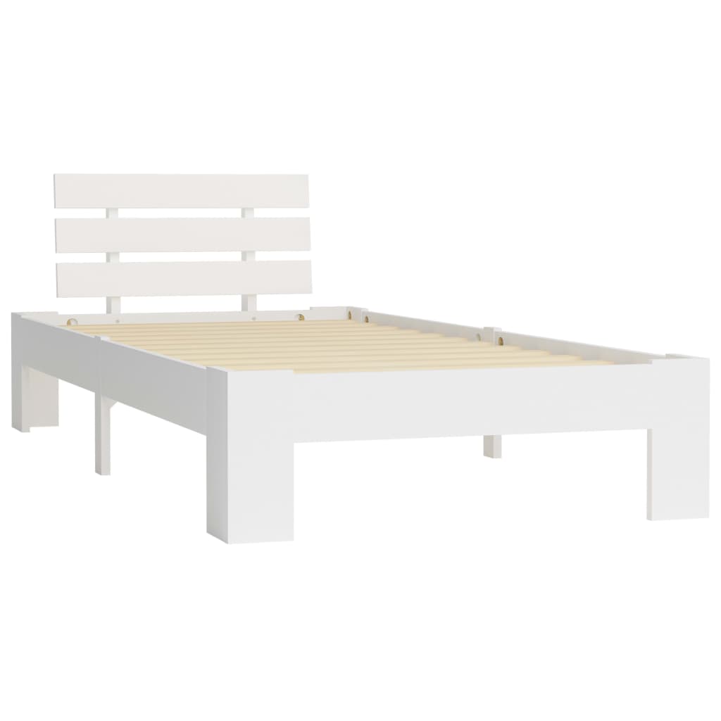 Sengeramme uden madras massivt fyrretræ 100x200 cm hvid