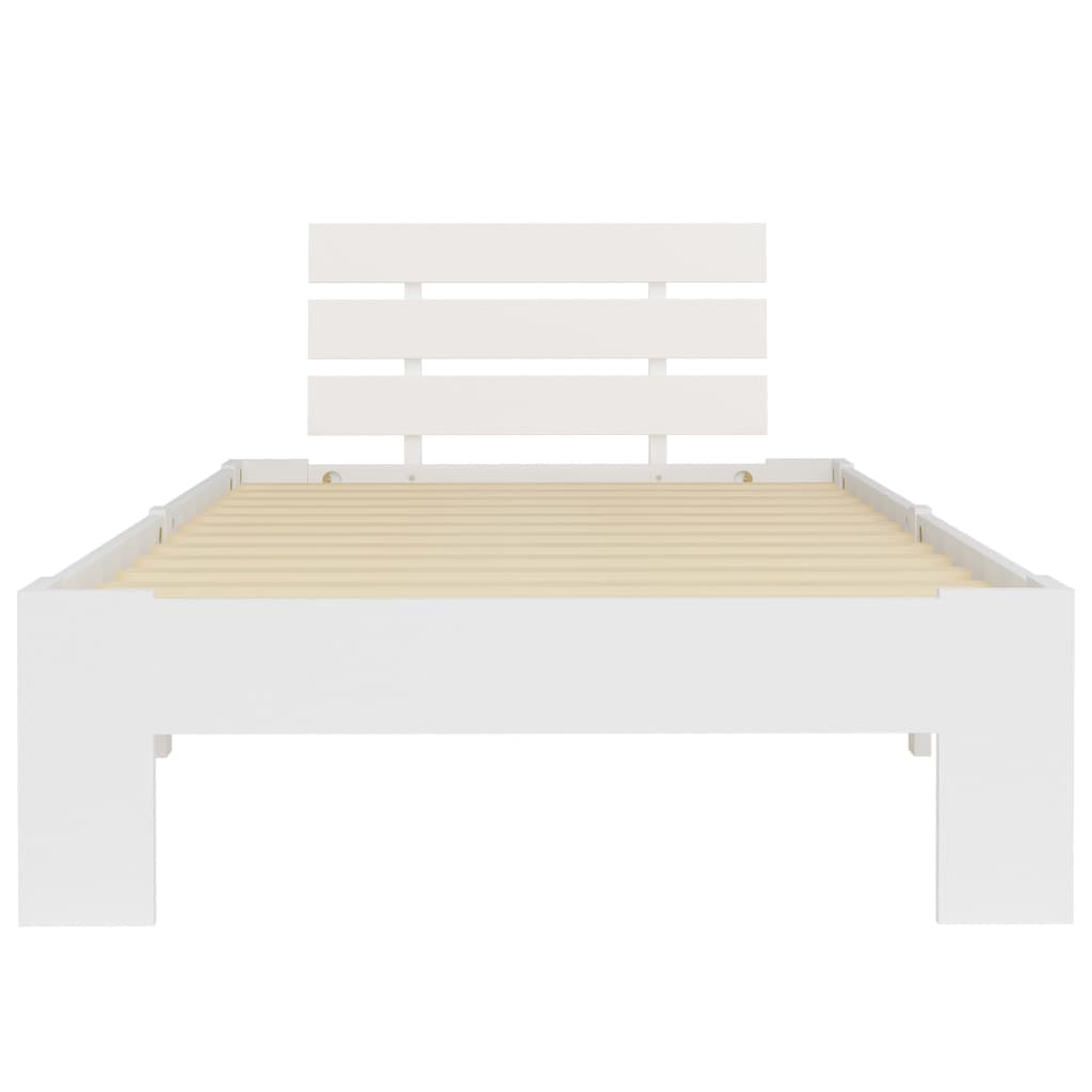 Sengeramme uden madras massivt fyrretræ 100x200 cm hvid