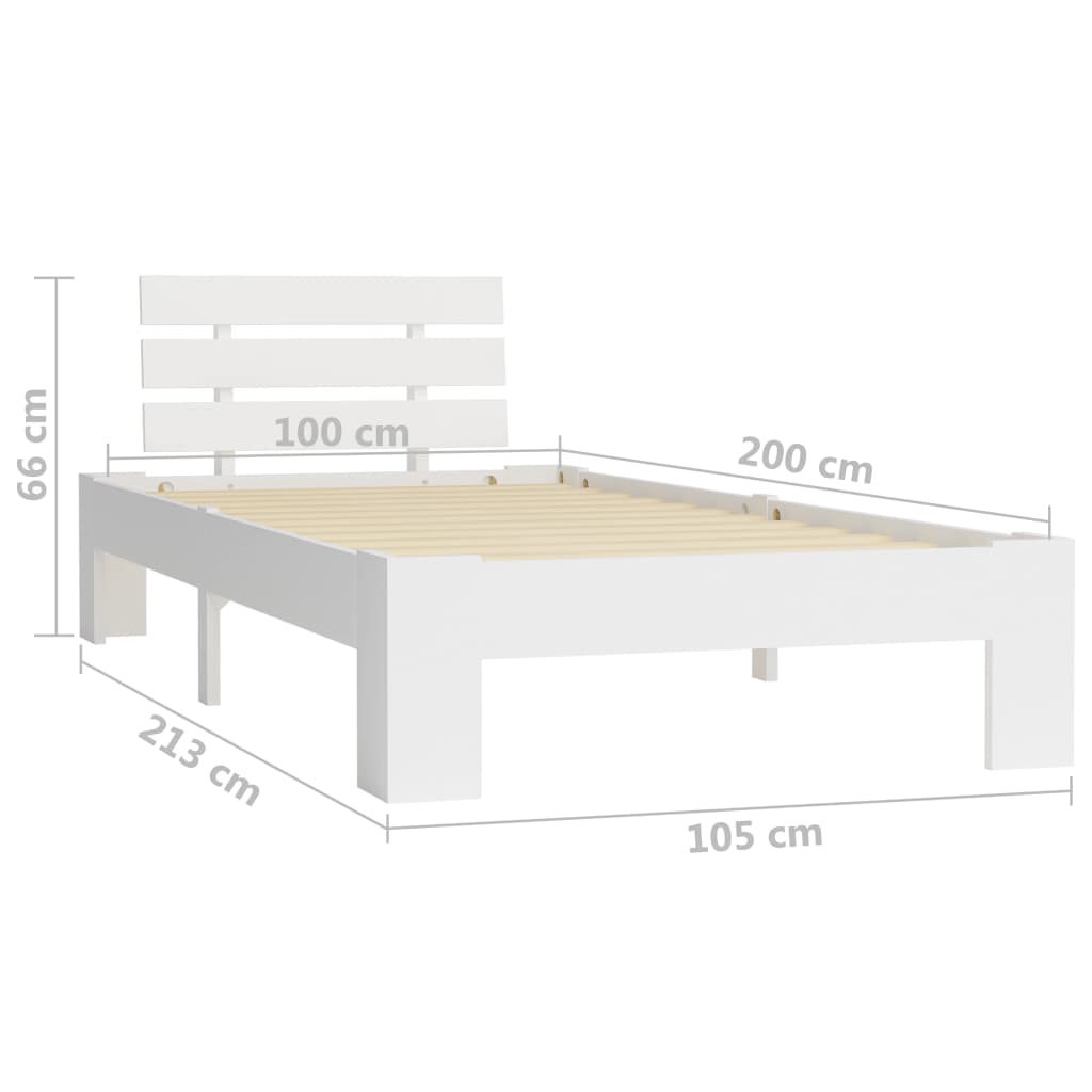 Sengeramme uden madras massivt fyrretræ 100x200 cm hvid