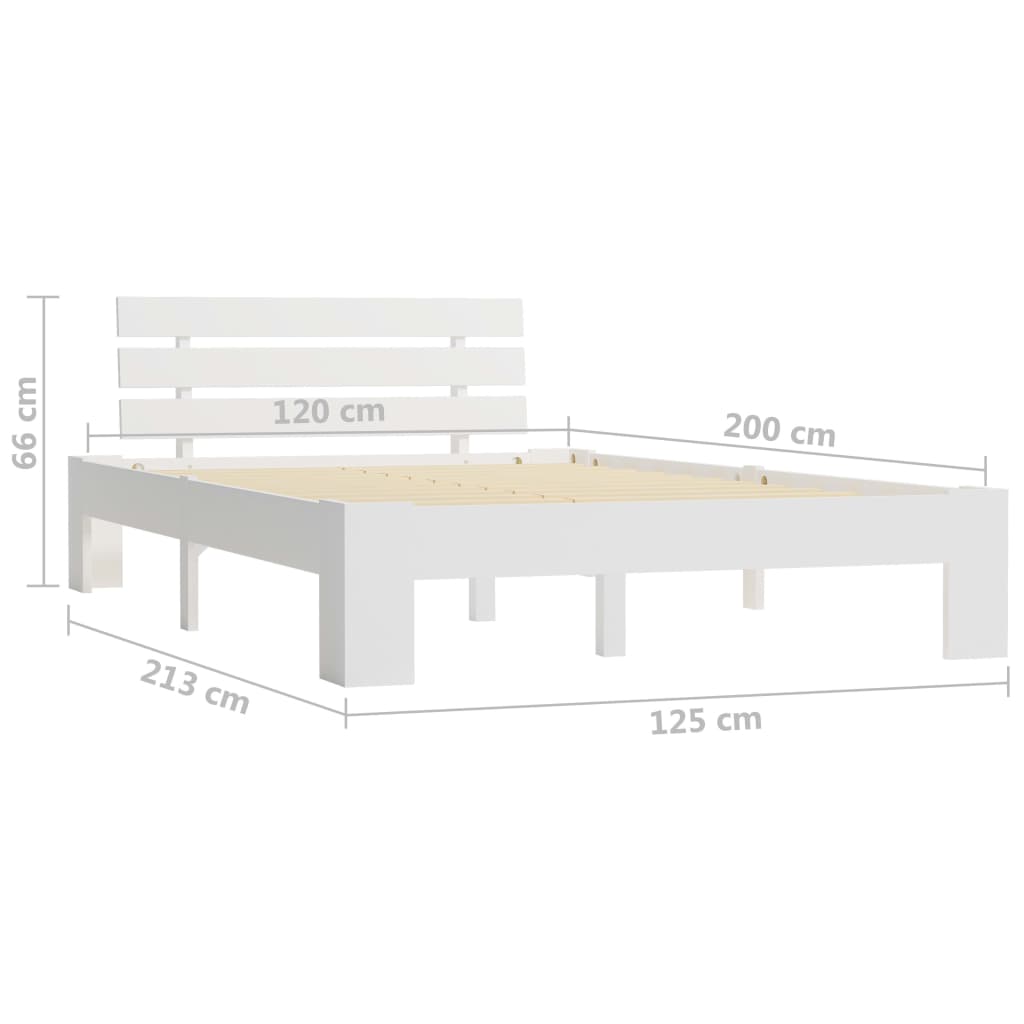 sengeramme uden madras massivt fyrretræ 120x200 cm hvid
