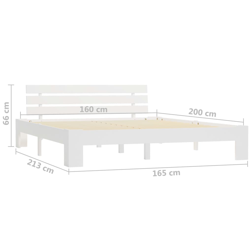 sengeramme uden madras 160x200 cm massivt fyrretræ hvid