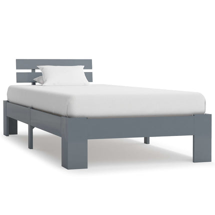 sengestel massivt fyrretræ 90 x 200 cm grå