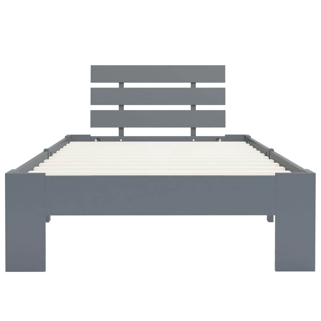 sengestel massivt fyrretræ 100 x 200 cm grå