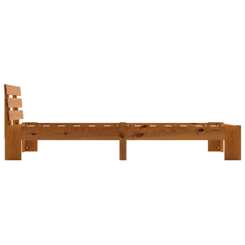 sengeramme uden madras massivt fyrretræ 90x200 cm honningbrun