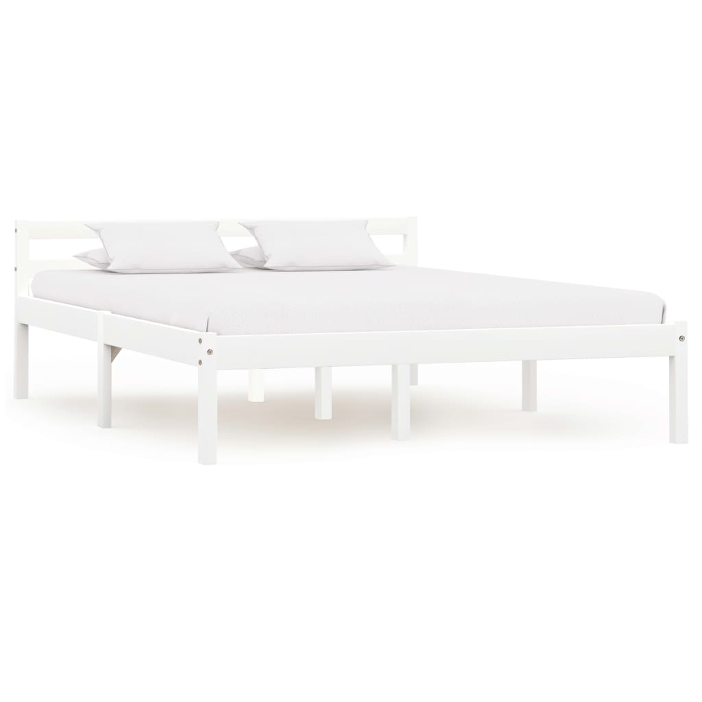 sengestel massivt fyrretræ 140 x 200 cm hvid