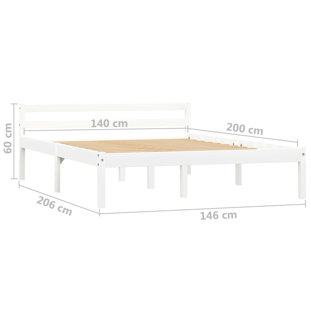 sengestel massivt fyrretræ 140 x 200 cm hvid