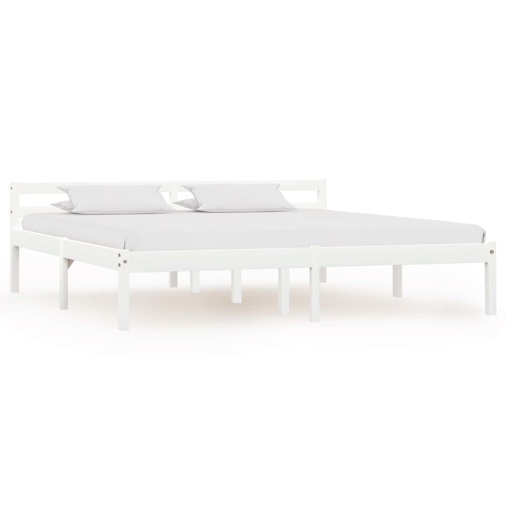 sengestel massivt fyrretræ 180 x 200 cm hvid