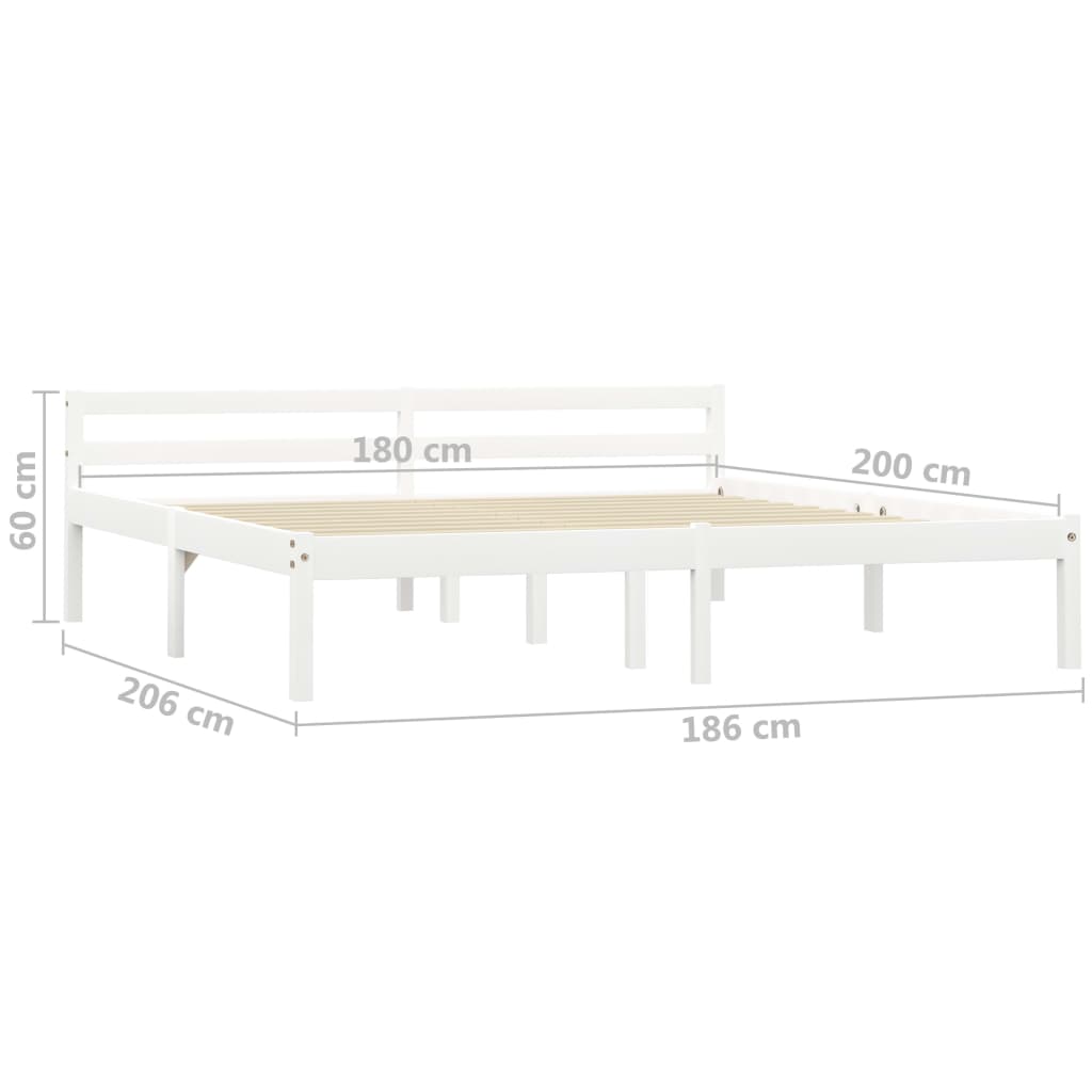 sengestel massivt fyrretræ 180 x 200 cm hvid