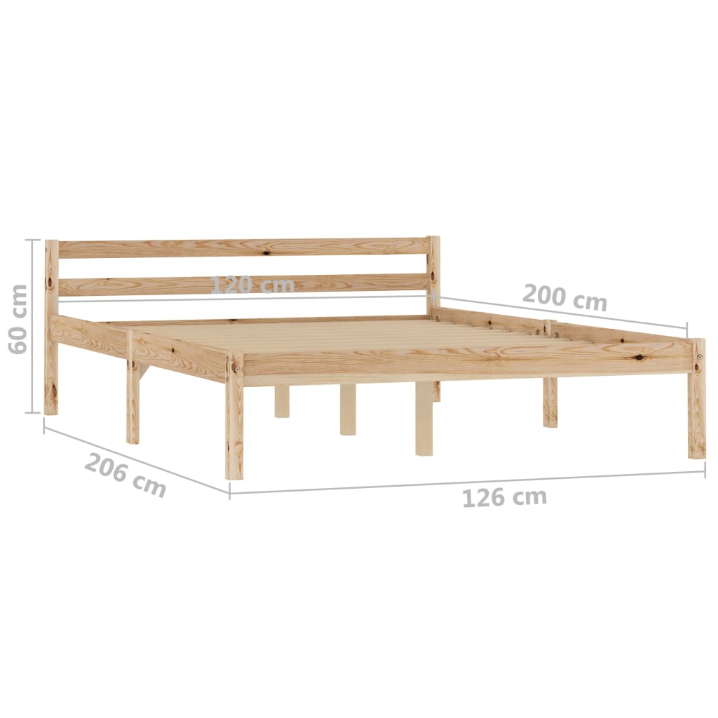 sengestel massivt fyrretræ 120 x 200 cm