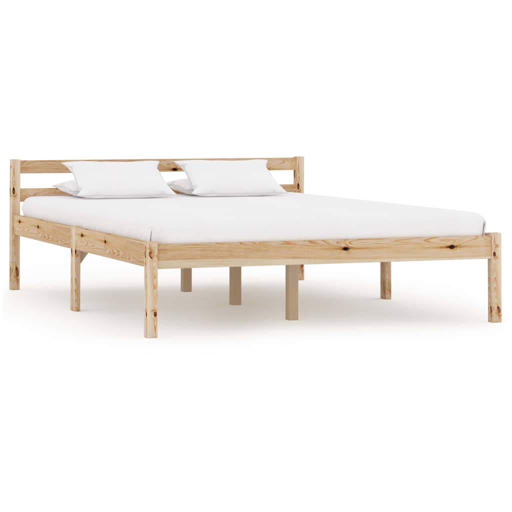 sengeramme uden madras massivt fyrretræ 140x200 cm