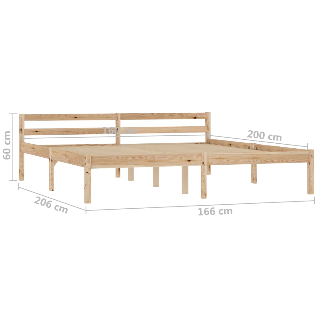 sengestel massivt fyrretræ 160 x 200 cm