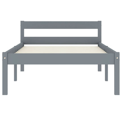 sengestel massivt fyrretræ 100 x 200 cm grå