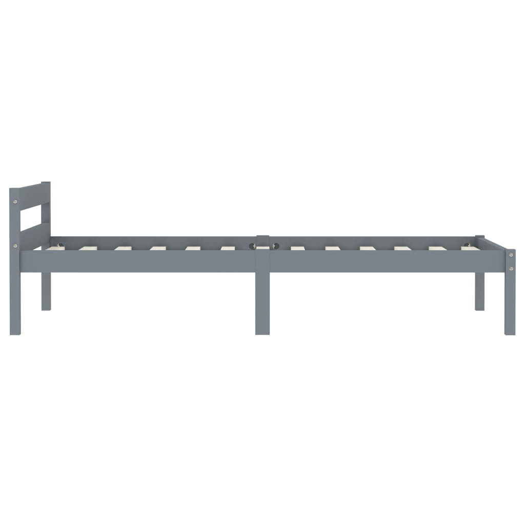 sengestel massivt fyrretræ 100 x 200 cm grå