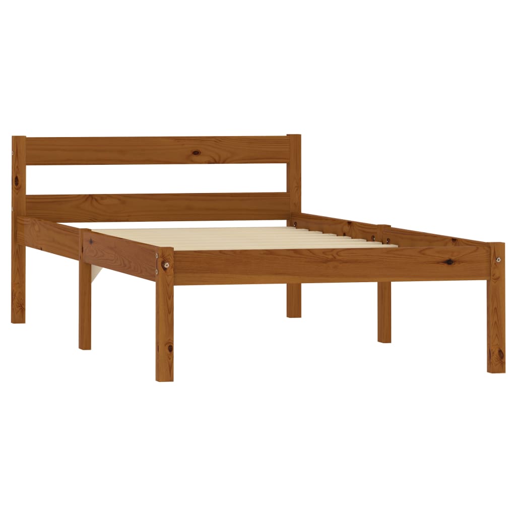 sengeramme uden madras massivt fyrretræ 90x200 cm honningbrun