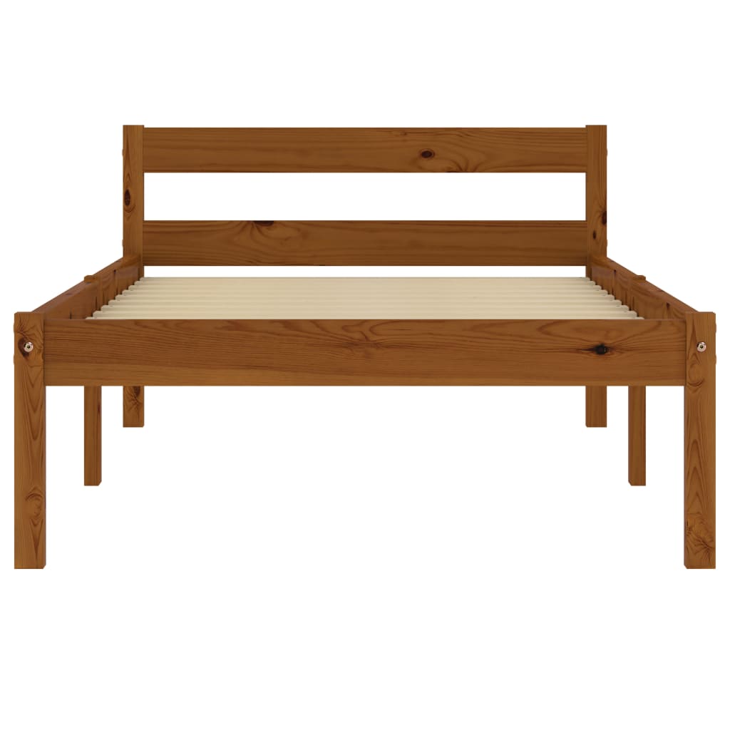sengeramme uden madras massivt fyrretræ 90x200 cm honningbrun