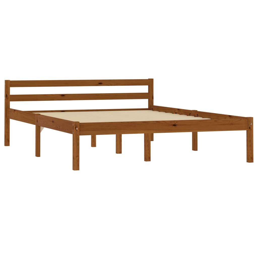 sengeramme uden madras massivt fyrretræ 140x200 cm honningbrun