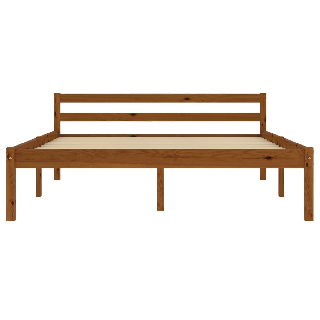 sengeramme uden madras massivt fyrretræ 140x200 cm honningbrun