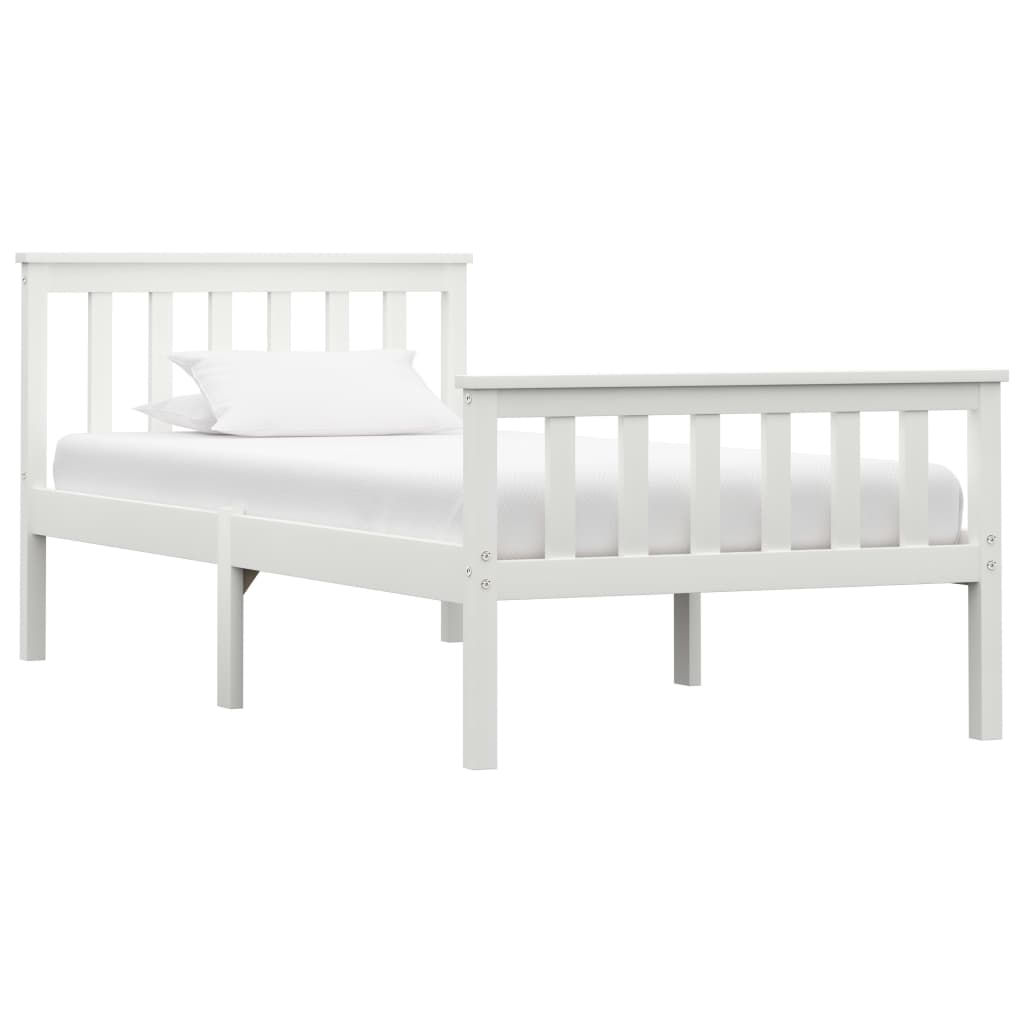 Sengeramme uden madras massivt fyrretræ 100x200 cm hvid
