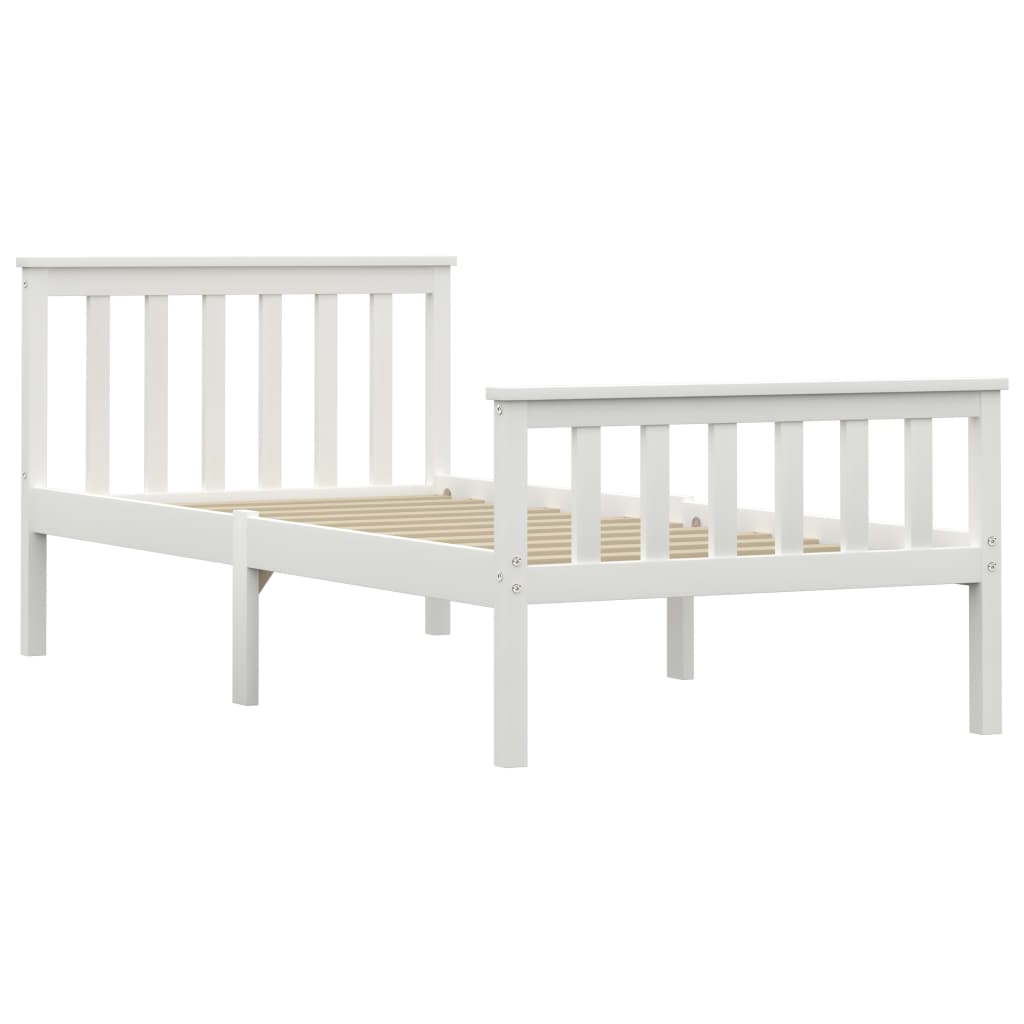 Sengeramme uden madras massivt fyrretræ 100x200 cm hvid