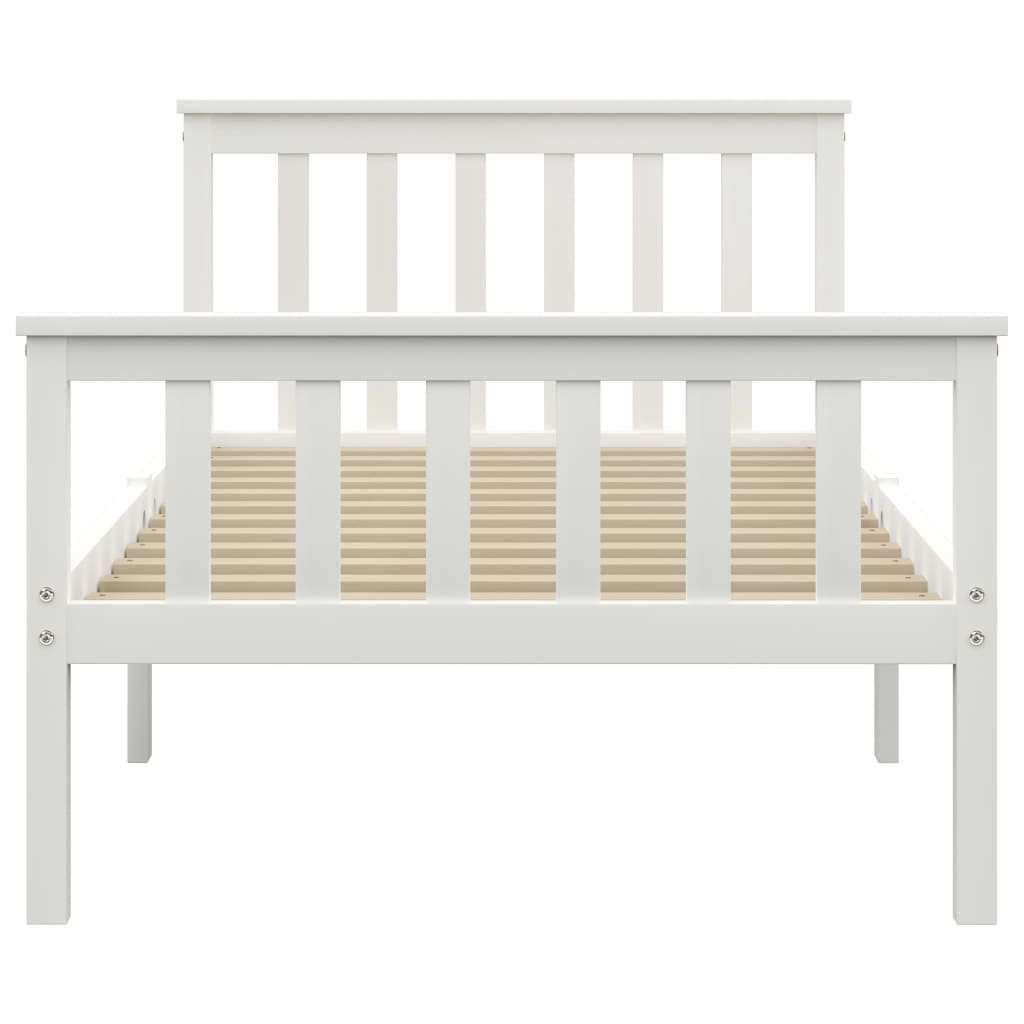 Sengeramme uden madras massivt fyrretræ 100x200 cm hvid