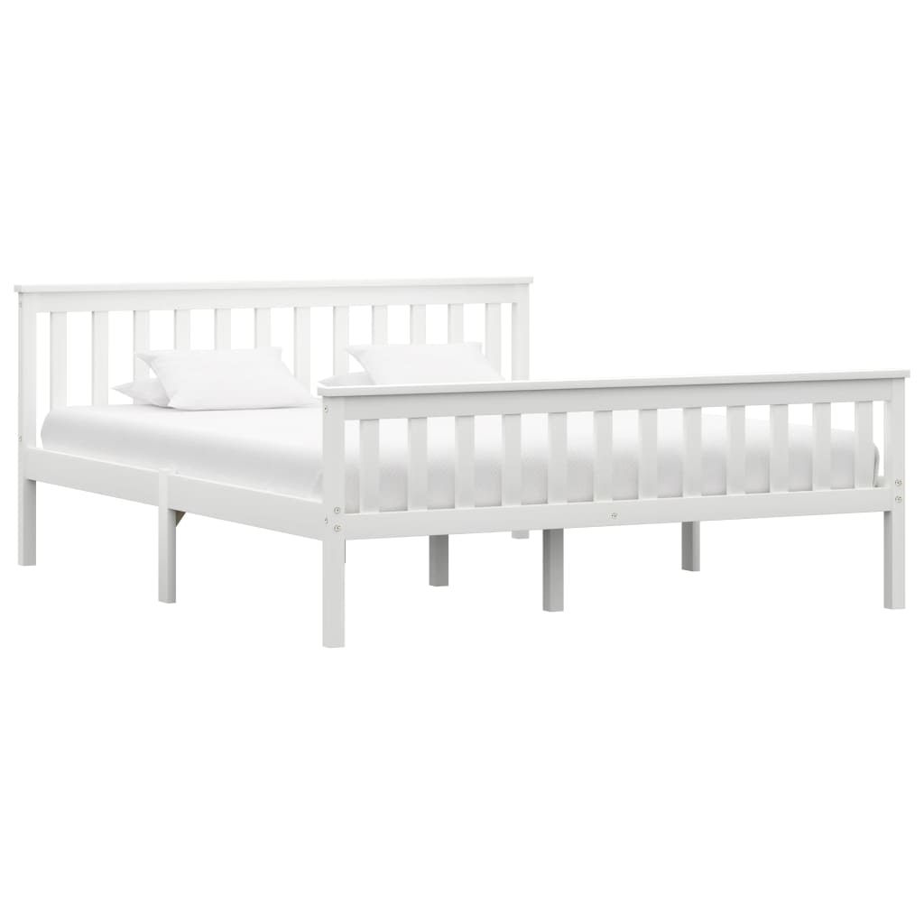 sengestel 160x200 cm massivt fyrretræ hvid