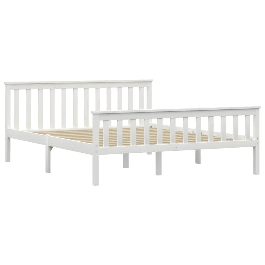 sengestel 160x200 cm massivt fyrretræ hvid
