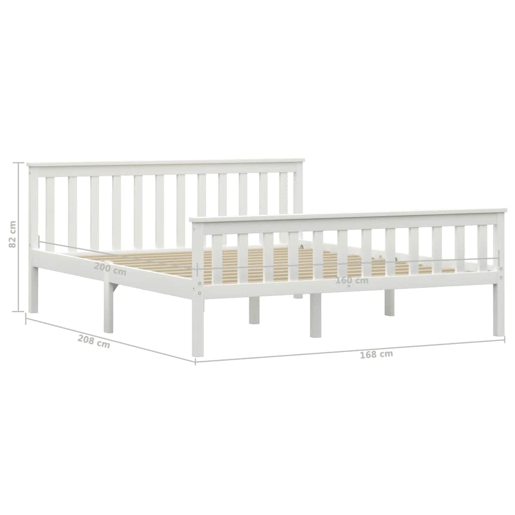 sengestel 160x200 cm massivt fyrretræ hvid