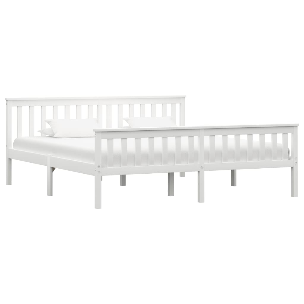 sengestel massivt fyrretræ 180 x 200 cm hvid