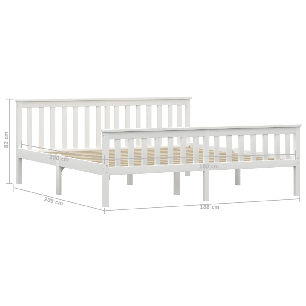 sengestel massivt fyrretræ 180 x 200 cm hvid