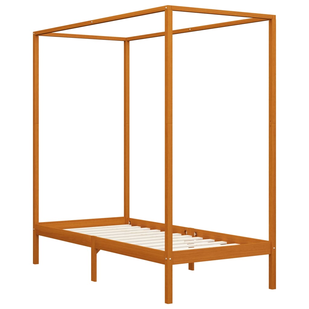 sengestel til himmelseng 90 x 200 cm massiv fyrretræ gyldenbrun