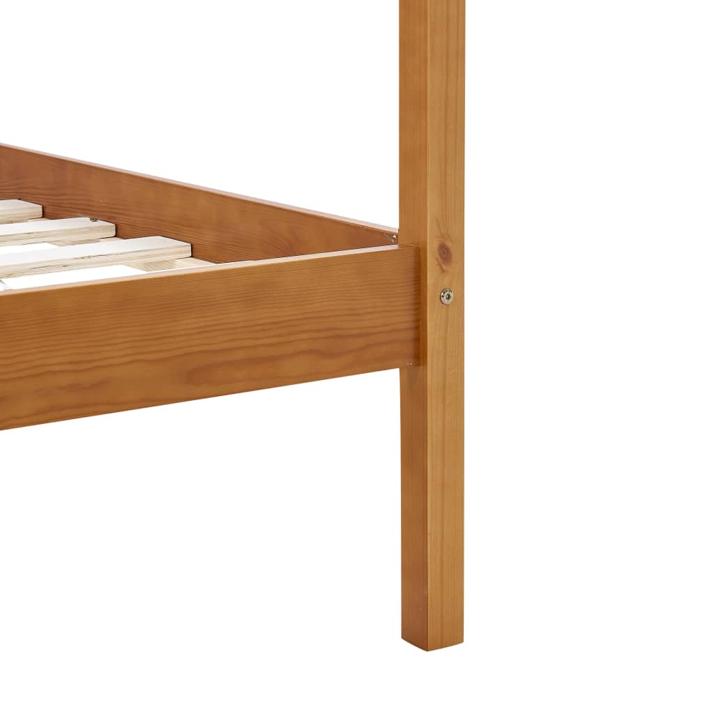sengestel til himmelseng 90 x 200 cm massiv fyrretræ gyldenbrun