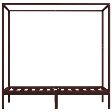 sengestel til himmelseng 90 x 200 cm massivt fyrretræ mørkebrun