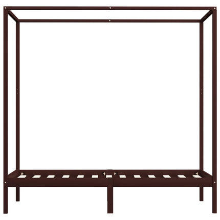 sengestel til himmelseng 100 x 200 cm massiv fyrretræ mørkebrun