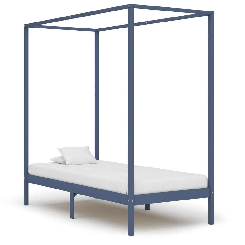 sengestel til himmelseng 90 x 200 cm massivt fyrretræ grå