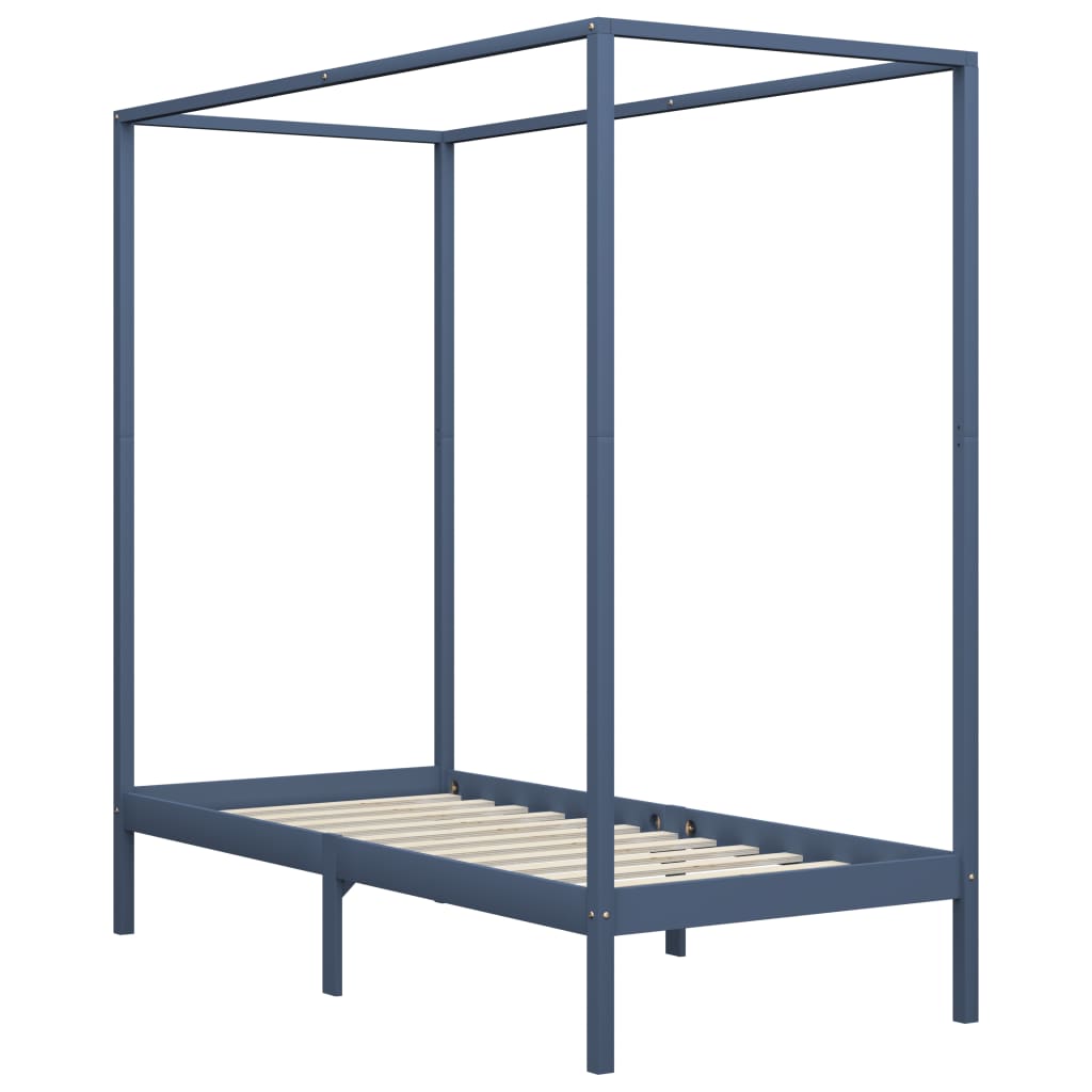 sengestel til himmelseng 90 x 200 cm massivt fyrretræ grå
