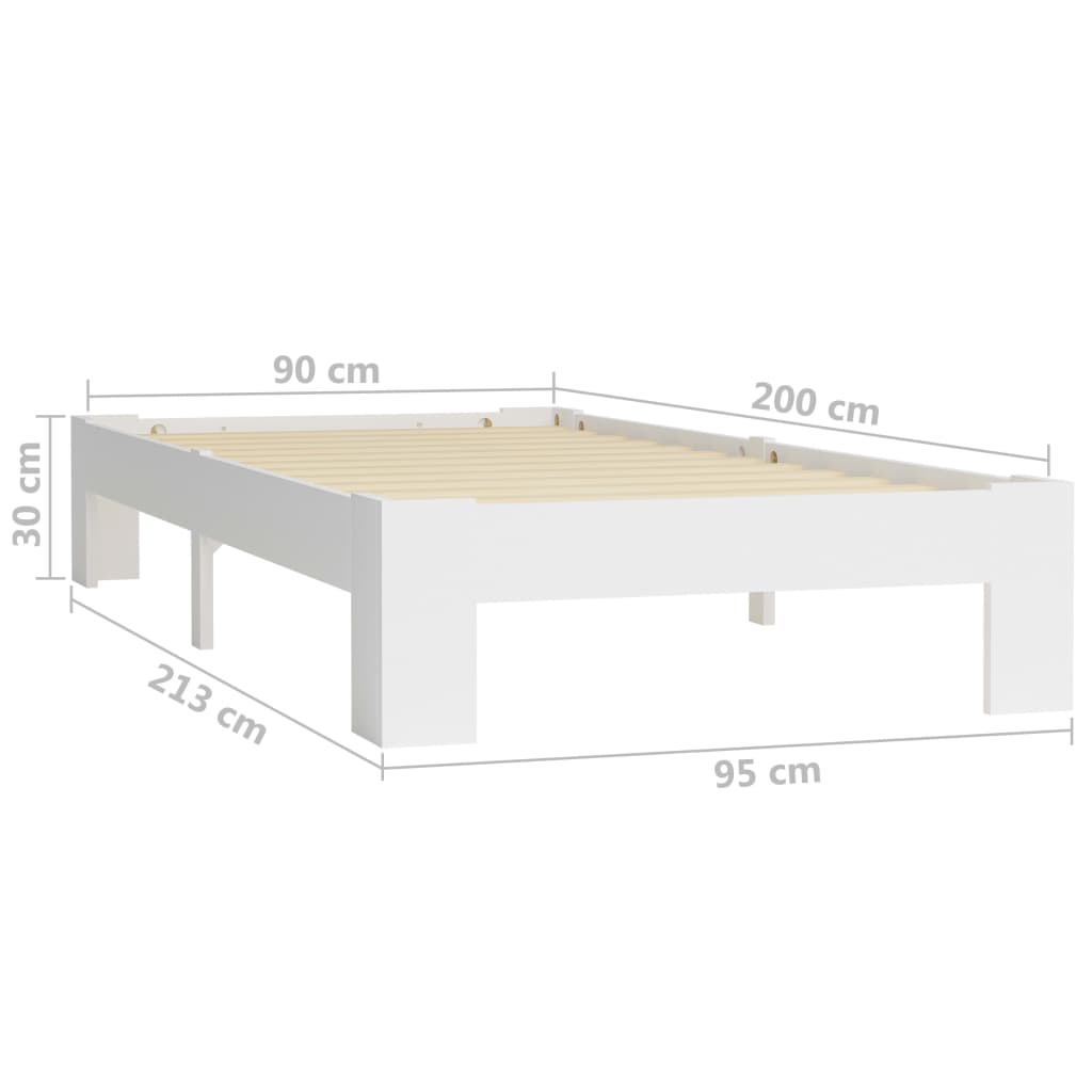 sengeramme uden madras massivt fyrretræ 90x200 cm hvid
