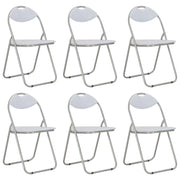 sammenklappelige spisebordsstole 6 stk. hvid kunstlæder