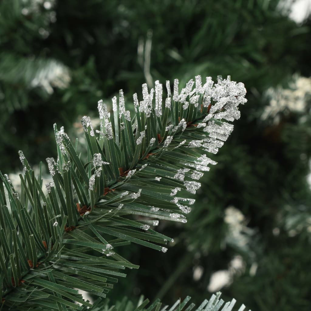 kunstigt juletræ med grankogler og hvidt glitter 210 cm