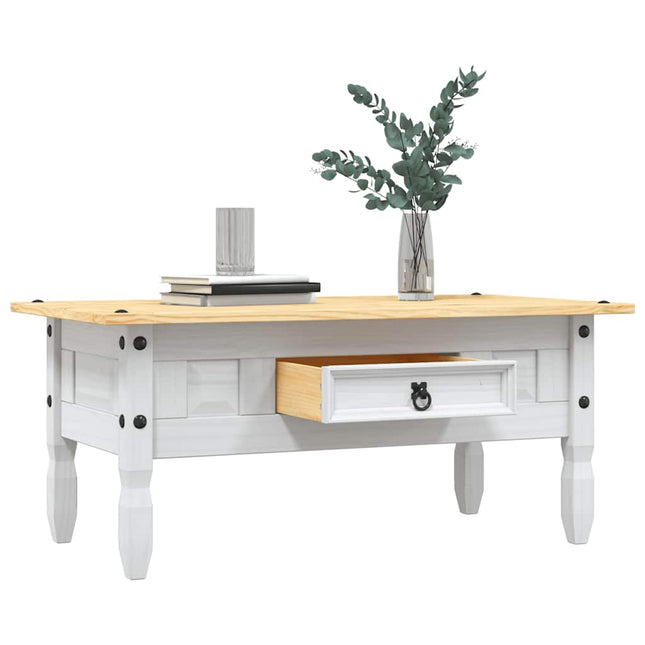 sofabord 100 x 55 x 44 cm fyrretræ Corona-serien hvid